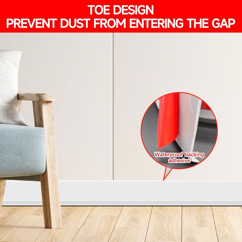 YYGCL Flexible Baseboard Molding Trim 3 Inch(W) x 20 Feet(L) Self Adhesive Vinyl Wall Base Peel and Stick Cove Base Rubber Wall Base. (White) - Image 5